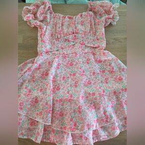 Zenzi Pink Peach Floral Chiffon Jumper Kids Dress Sz 8 NWOT